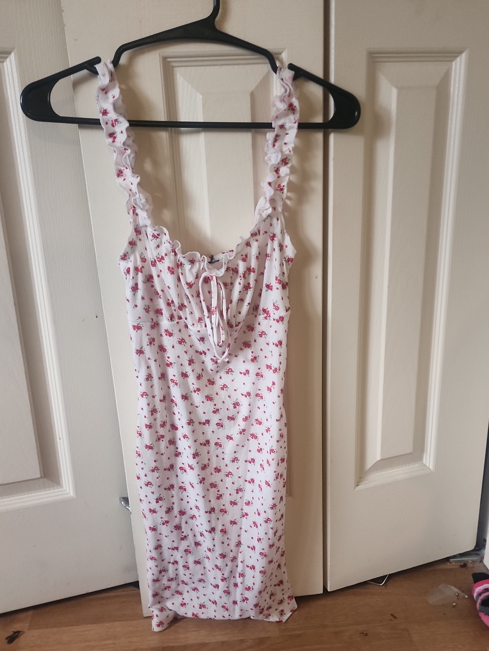 Women's Aeropostle Ruffle-Strap Dress - White with Red Floral